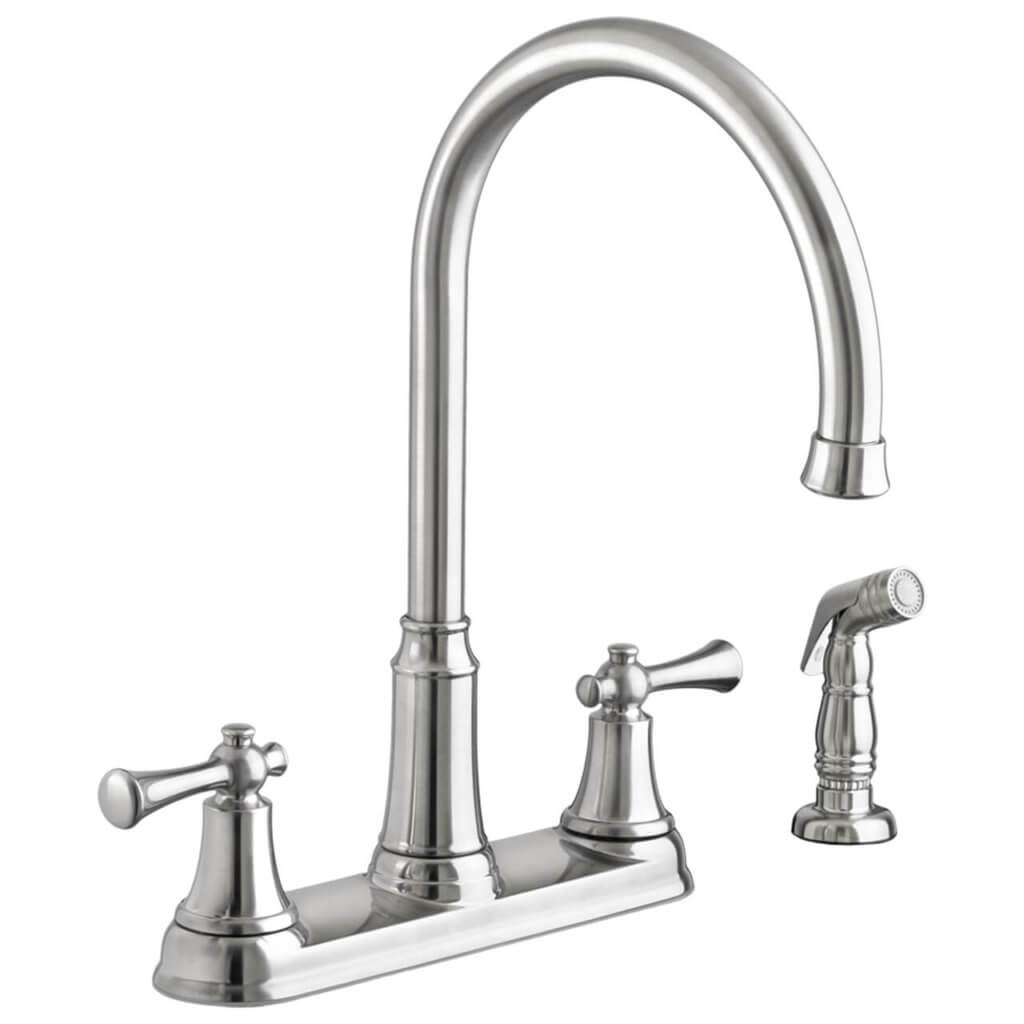 American Standard Portsmouth 2 Handle High Arc Kitchen Faucet With Side Spray Stainless Steel 9523