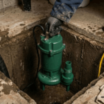 Green submersible sump pump