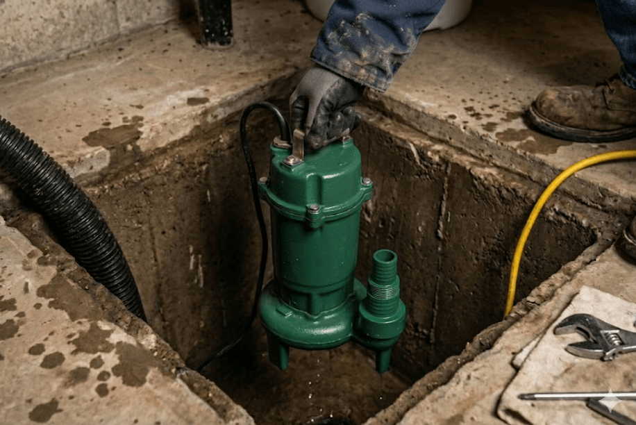 Green submersible sump pump