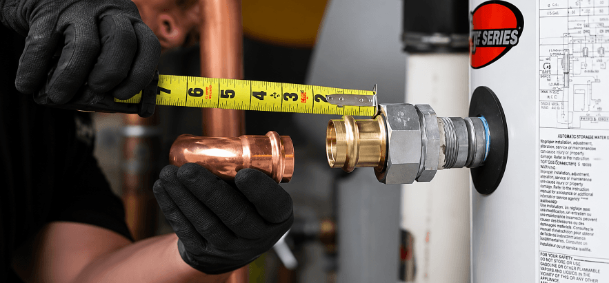 Measuring water pipe installation